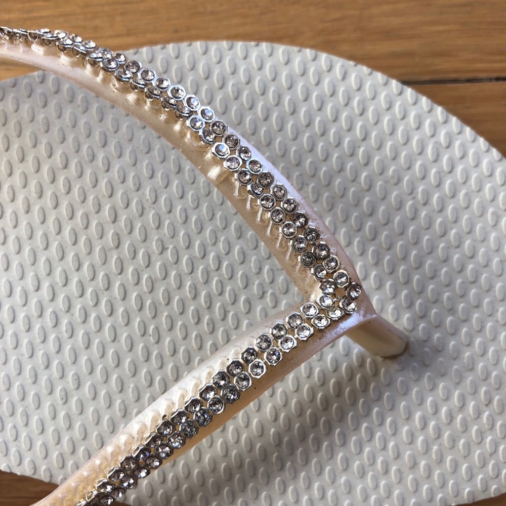 White Havaianas with Swarovski crystals.